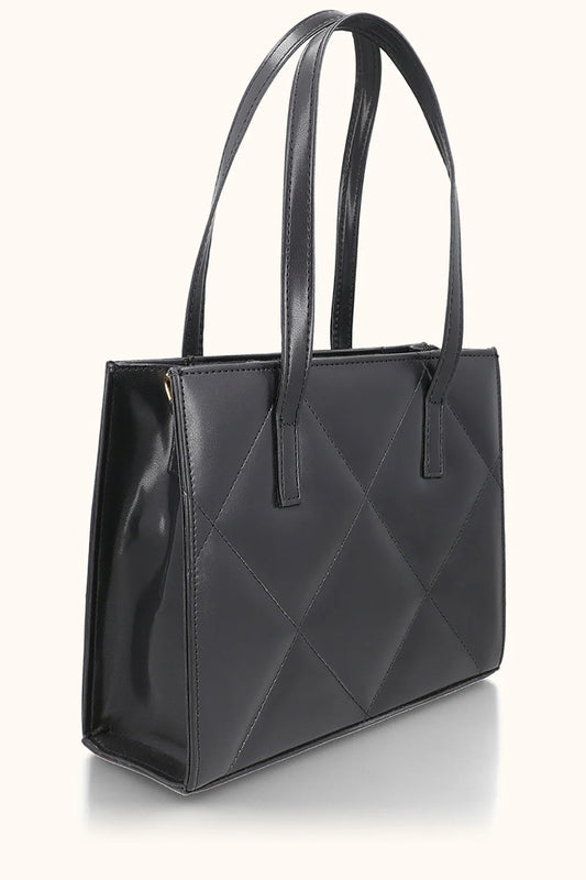 VELORA QUILT TOTE - BLACK