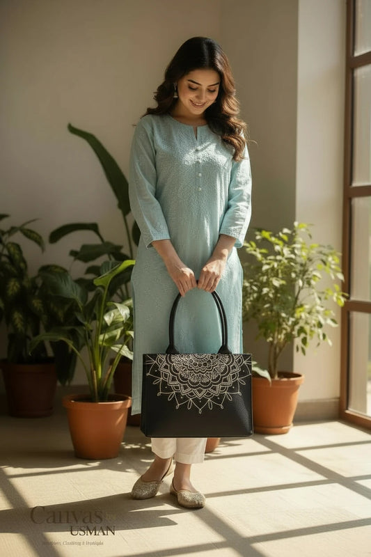 MANDALA LOOP - BLACK MINI CANVAS BAG