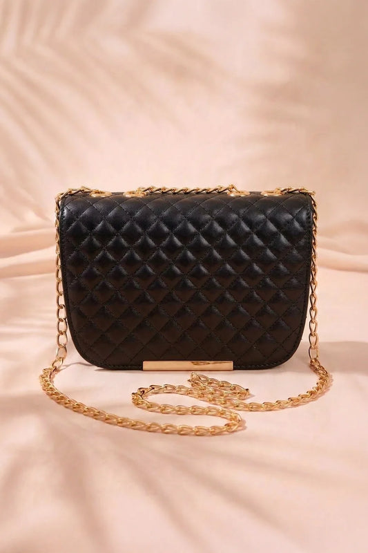 QUILTED SHOULDER BAG - BLACK