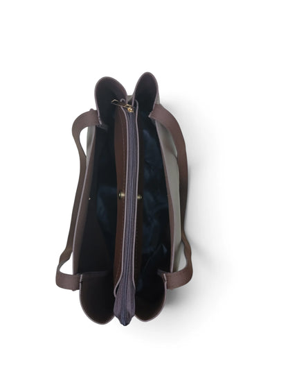 3 SPACE TOTE BAG - BROWN