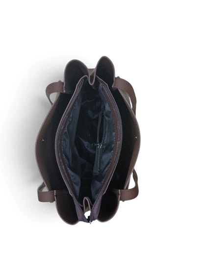 3 SPACE TOTE BAG - BROWN