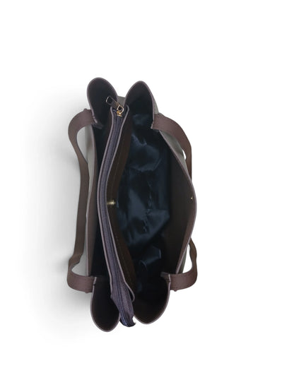 3 SPACE TOTE BAG - BROWN