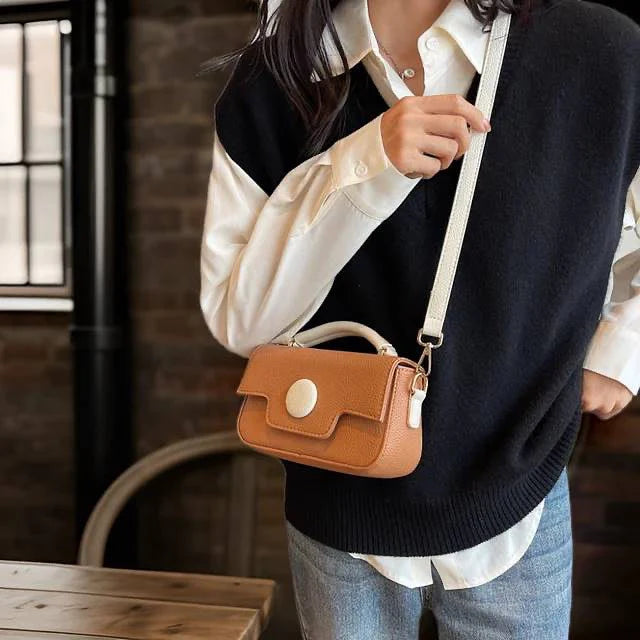 DOT LUXE HANDBAG - MUSTARD & BEIGE