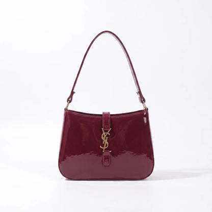 YSL SHINY SHOULDER BAG - CHERRY