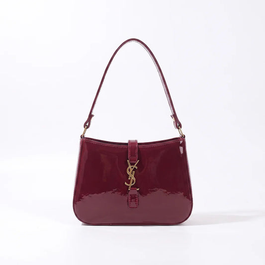 YSL SHINY SHOULDER BAG - CHERRY