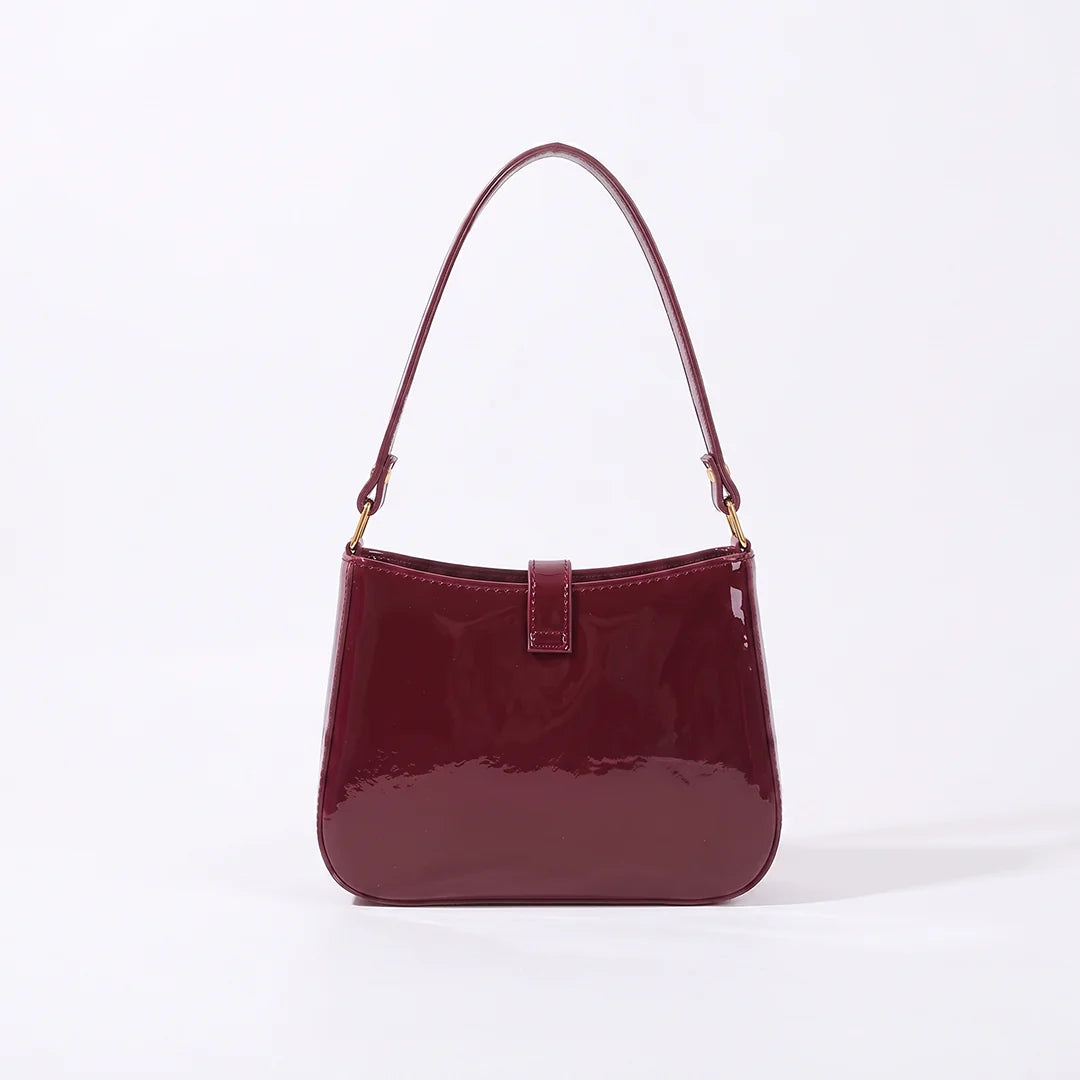 YSL SHINY SHOULDER BAG - CHERRY