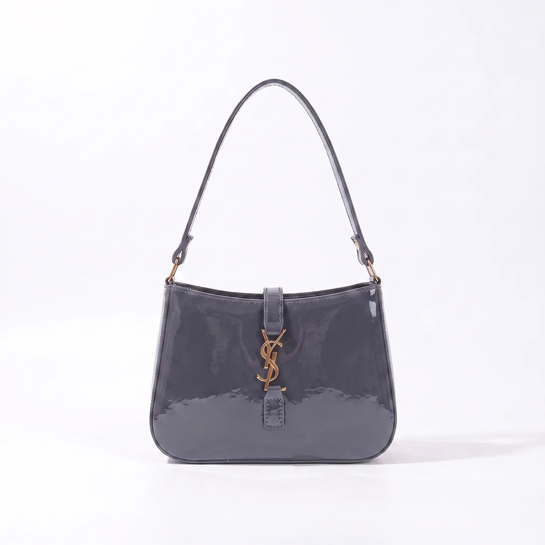 YSL SHINY SHOULDER BAG - GRAY