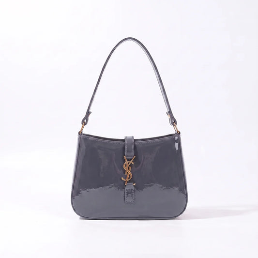 YSL SHINY SHOULDER BAG - GRAY
