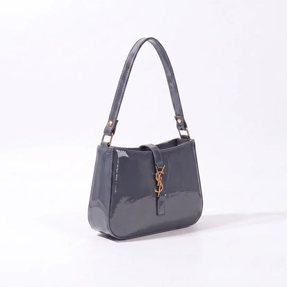 YSL SHINY SHOULDER BAG - GRAY