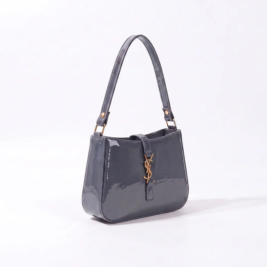 YSL SHINY SHOULDER BAG - GRAY
