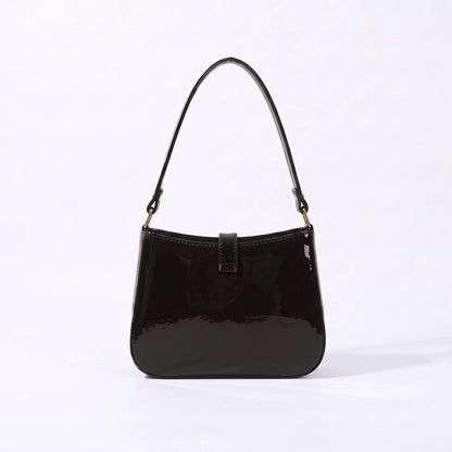 YSL SHINY SHOULDER BAG - BLACK
