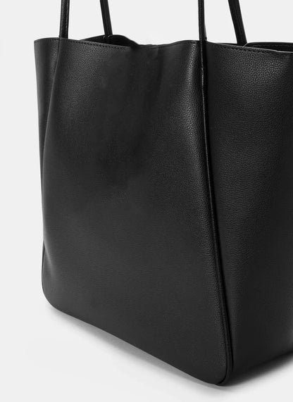 PYRAMID BLACK - LEATHER TOTE BAG
