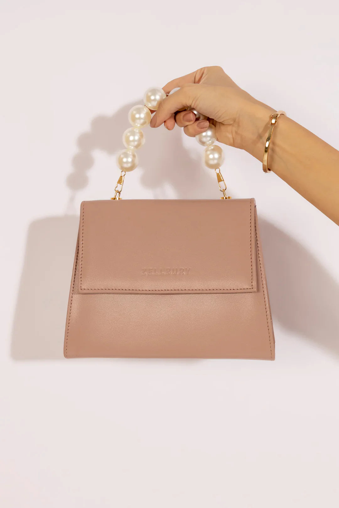 QUAD PEARL HANDBAG - TEA PINK