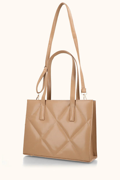 VELORA QUILT TOTE - BEIGE