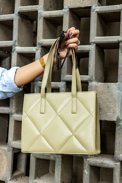 VELORA QUILT TOTE - OLIVE GREEN