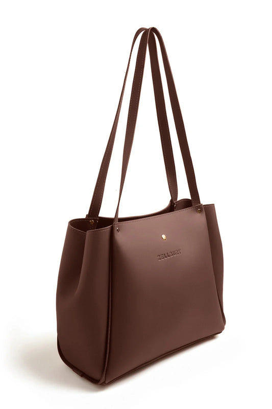 3 SPACE TOTE BAG - BROWN