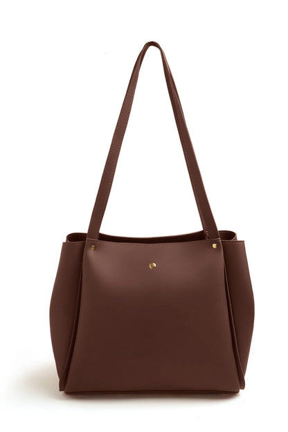 3 SPACE TOTE BAG - BROWN