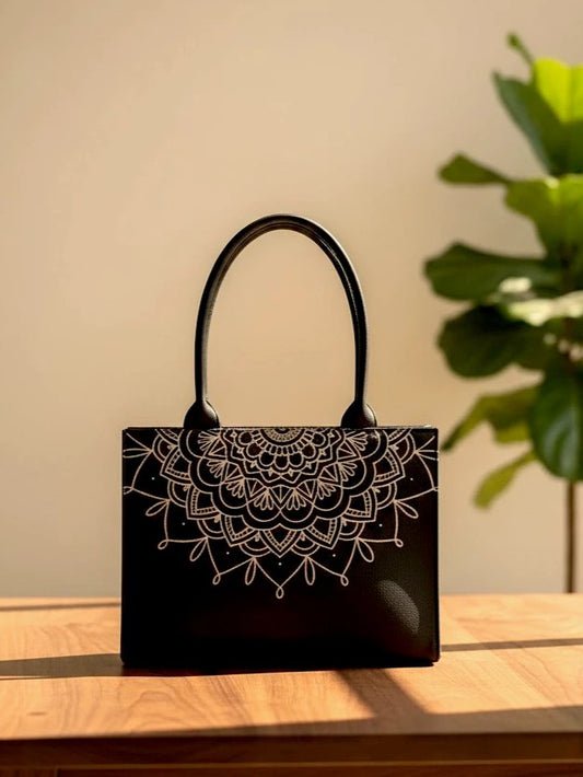 MANDALA LOOP - BLACK MINI CANVAS BAG