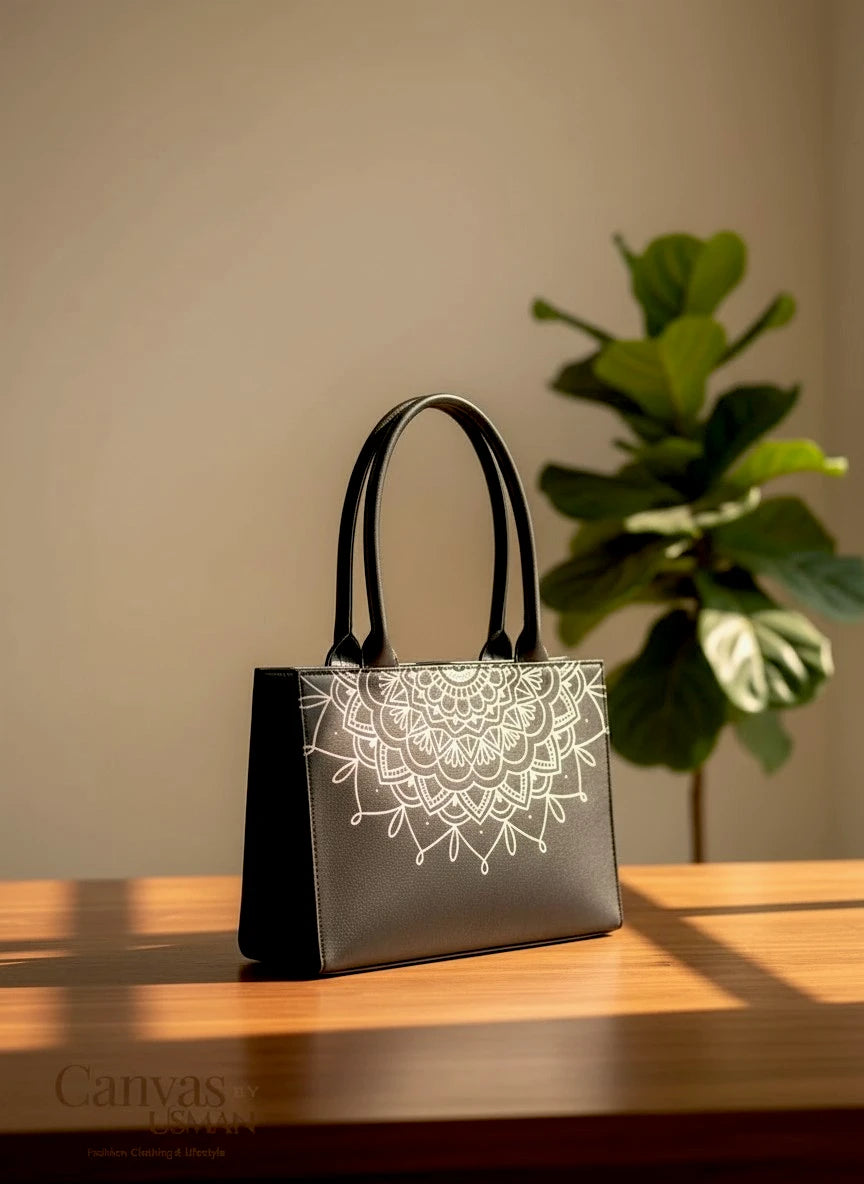 MANDALA LOOP - BLACK MINI CANVAS BAG