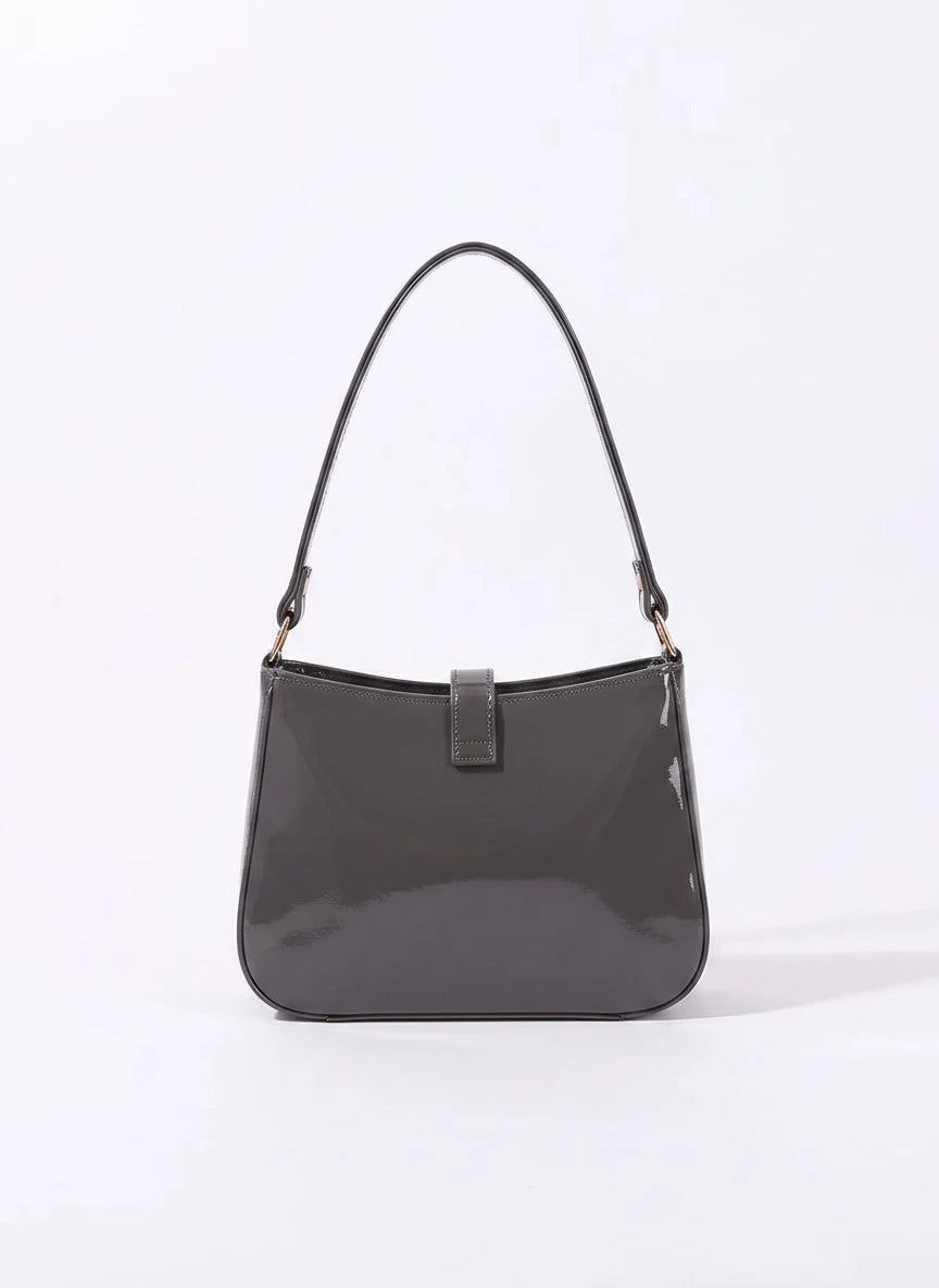 YSL SHINY SHOULDER BAG - GRAY