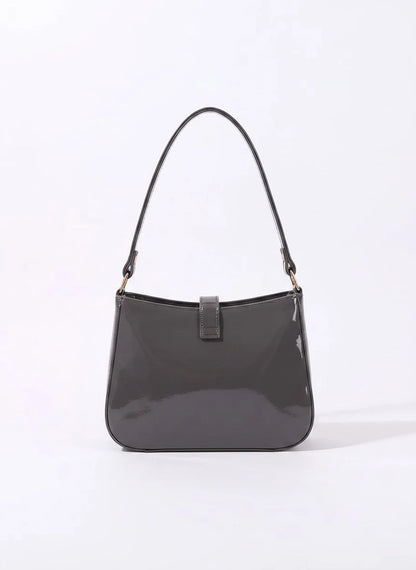YSL SHINY SHOULDER BAG - GRAY