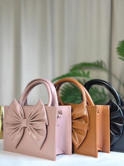 GLOSS BOW HANDBAG - PINK