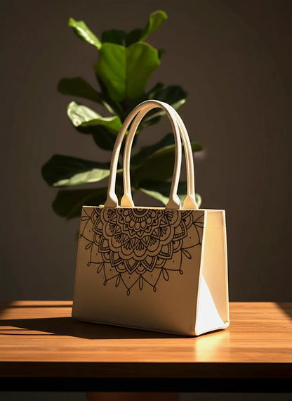 MANDALA LOOP - BEIGE  MINI CANVAS BAG