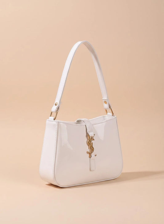 YSL SHINY SHOULDER BAG - WHITE