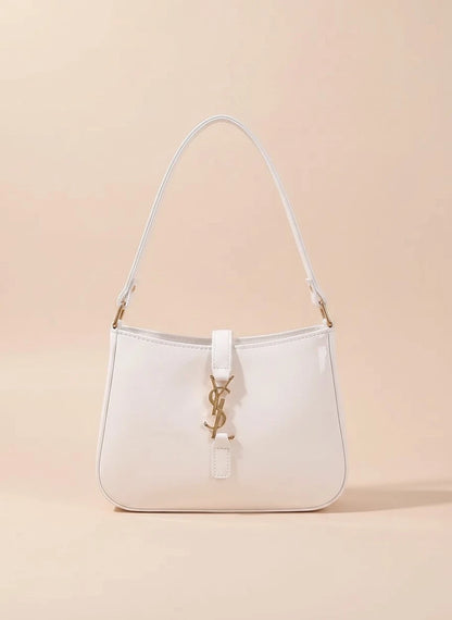 YSL SHINY SHOULDER BAG - WHITE